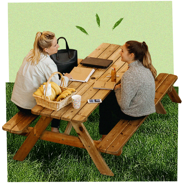 innocent employees sat having a chat